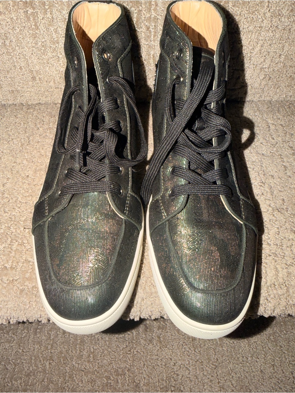 Christian Louboutin Iridescent Black High-Top Sneakers